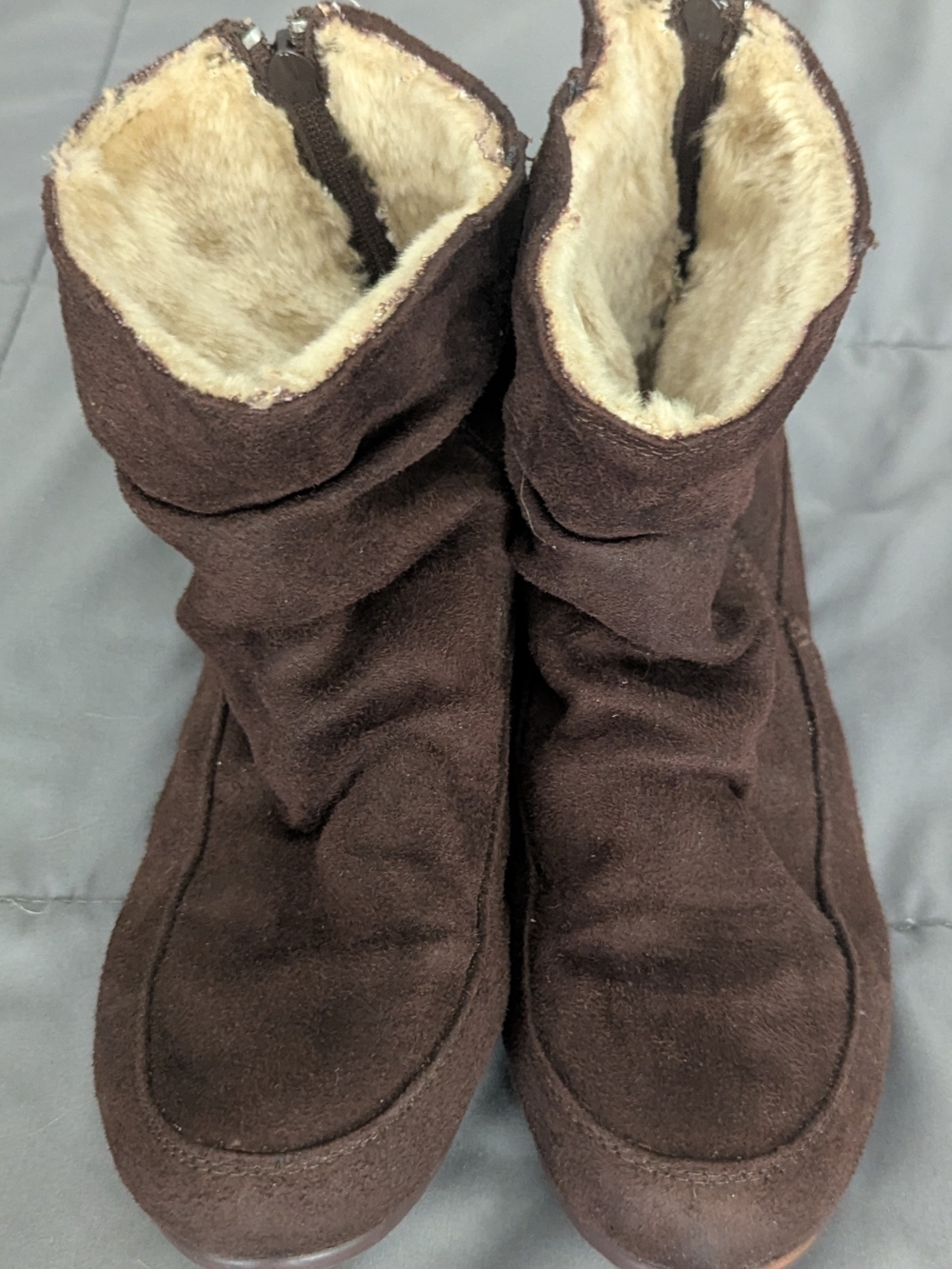 Women's Brown Faux-Suede Winter Boots with Faux-Fur Lining